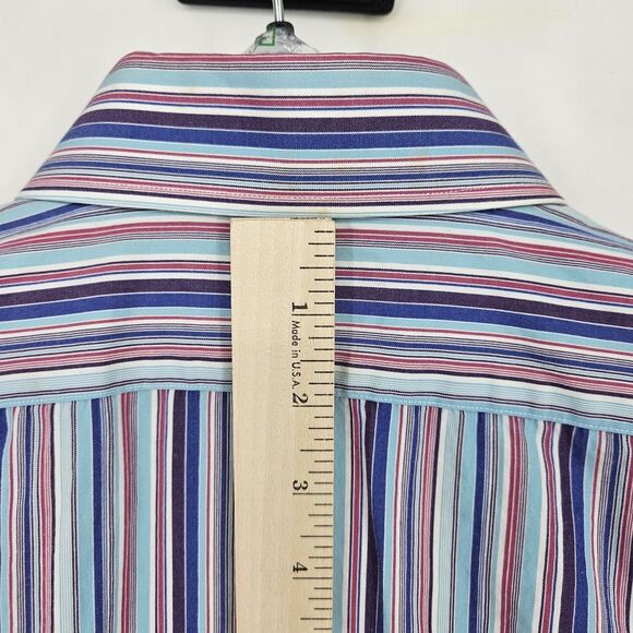 Vintage Polo Ralph Lauren Shirt Mens Sz 17.5 32 33 Striped Regent Custom Fit - Picture 6 of 11